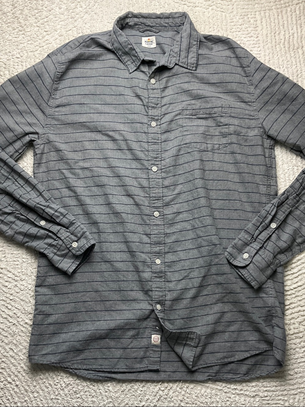 Marine Layer Gray Striped Casual Button-Down Shirt